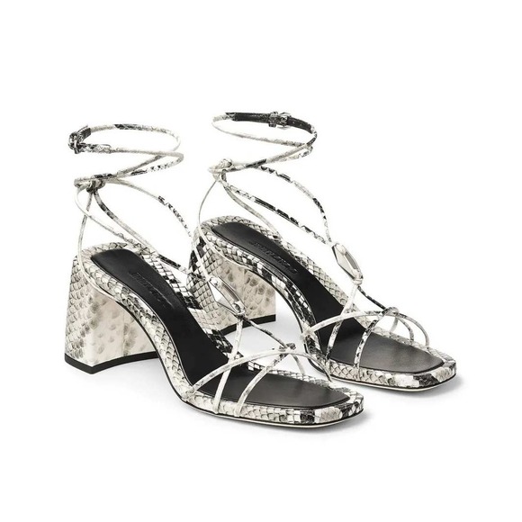 Jimmy Choo Shoes - NWT Jimmy Choo Onyxia 70 Embellished Snake-effect Leather Sandals Size 36 / US 6